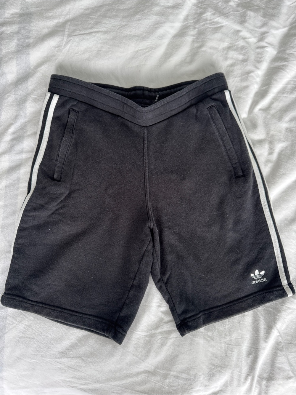 adidas Black Athletic Shorts with White Side Stripes